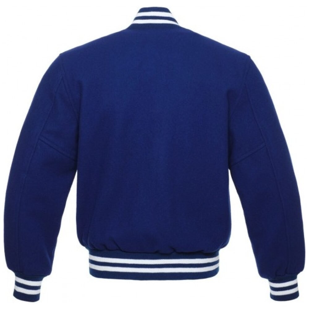 Royal Blue with White Stripes Wool Letterman Jacket