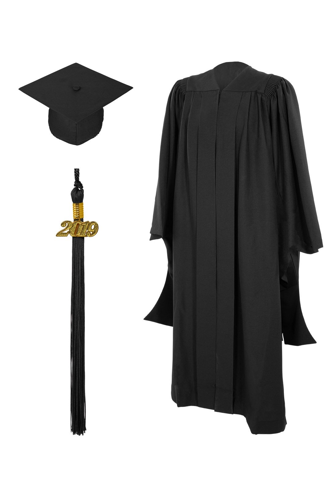 Deluxe Black Bachelors Cap, Gown, Tassel & Hood Package