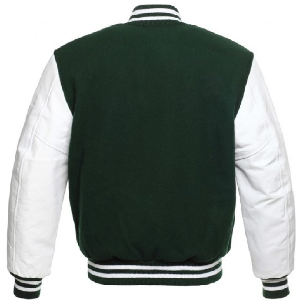 Hunter Green Letterman Jacket with White Leather Sleeves - Graduation  SuperStore