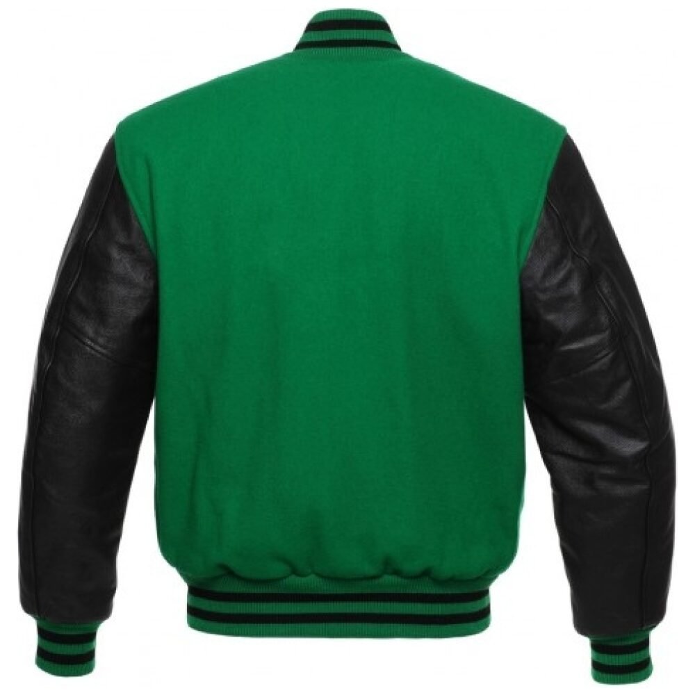 Kelly Green Letterman Jacket with Black Leather Sleeves - Graduation ...