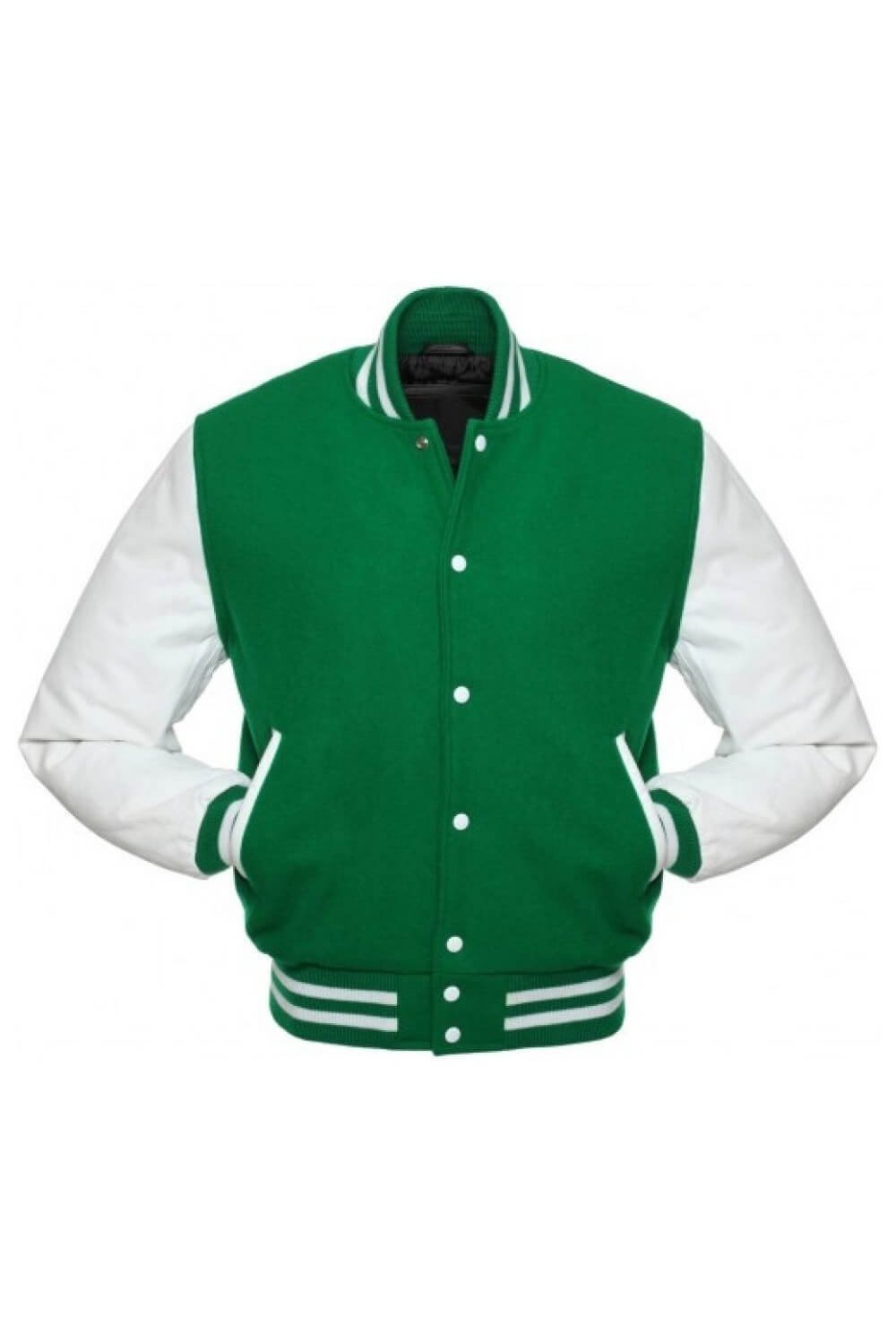 AWDis Hoods Varsity Letterman jacket Kelly Green / White 2XL