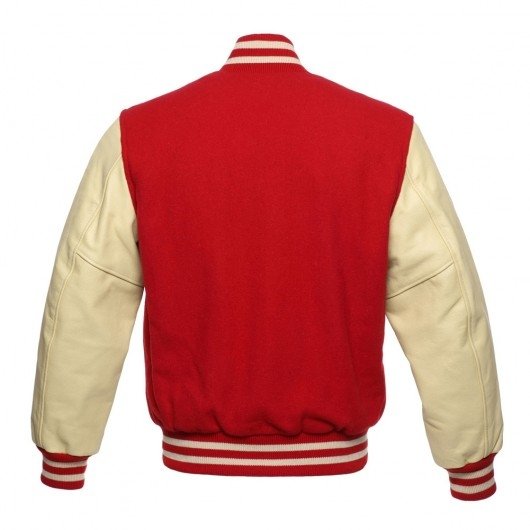 Red-Gold University School College Bomber Varsity Jacket Wool